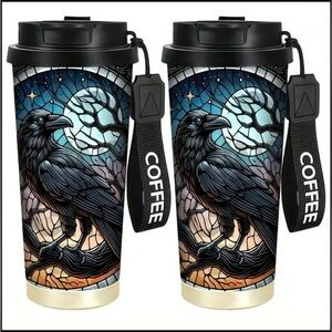 New Gothic Raven Stainless Steel Travel Tumbler